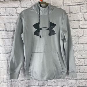 Under armour hoodie w/front pocket drawstring hood grey/black sz youth medium